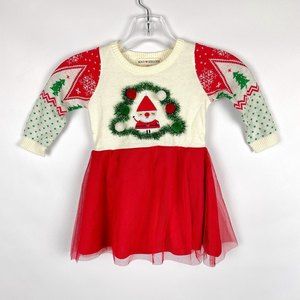 NWT Mad Engine 18M Girls Super Cute Santa Christmas Wreath Sweater Skirt Outfit